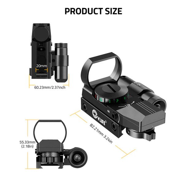 KIT MIRA HOLOGRAFICA ROJO/VERDE 4 ELEMENTOS / LASER / INTERRUPTOR DE PRESION 20 MM. FOXSPOOK